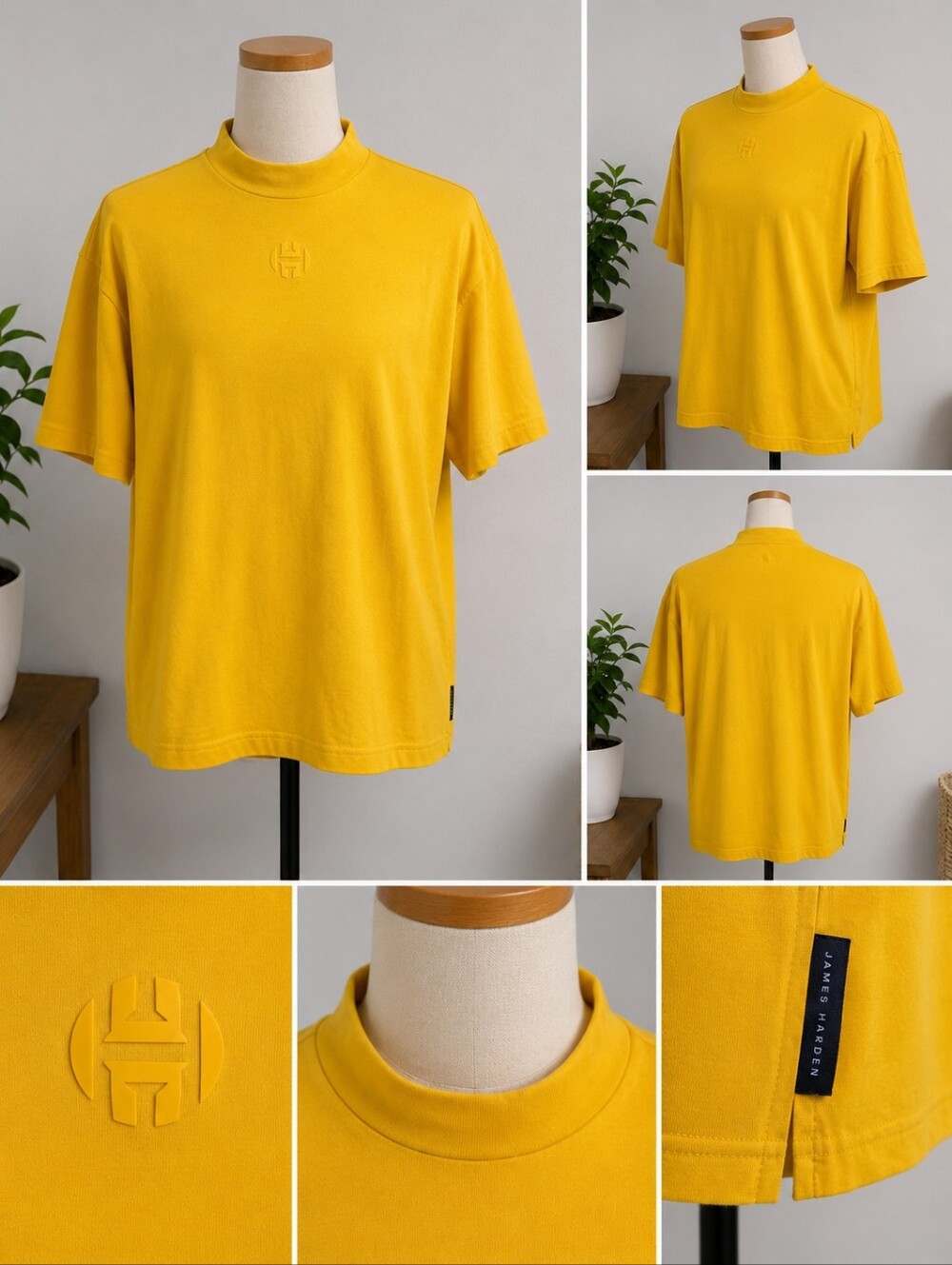 Adidas James Harden Yellow Mock Neck T-Shirt XL Basketball Tee
